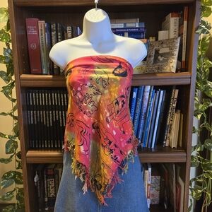 Vintage Flamingo Rayon Scarf – 30" Square – Indonesia 1980s